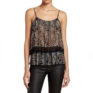 BCBGENERATION Abstract Print Boxy Fit Lace Tank